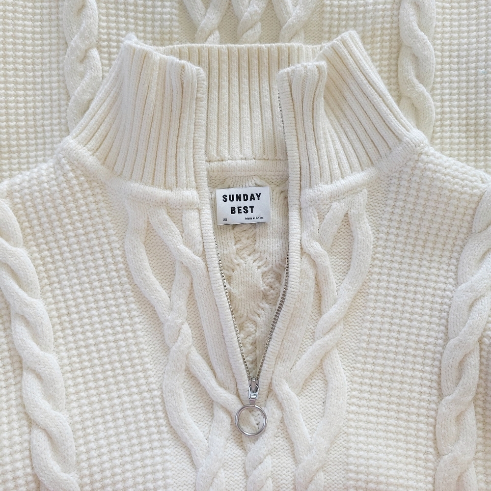 Aritzia Sunday Best Demi Chunky Cable Knit Ribbed Sweater Dress - Picture 4 of 14
